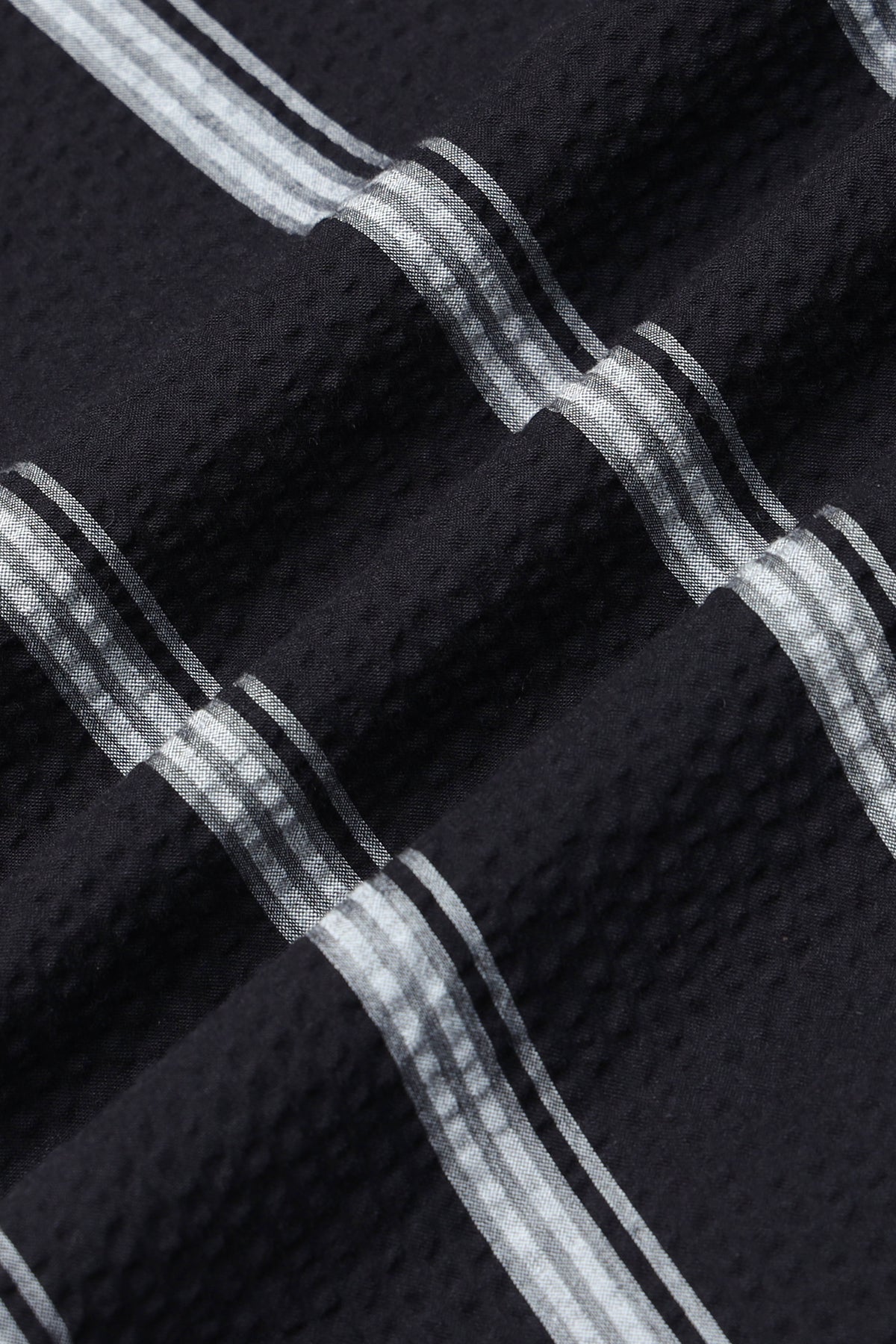 Men's Seersucker Striped Shirt Black Grey