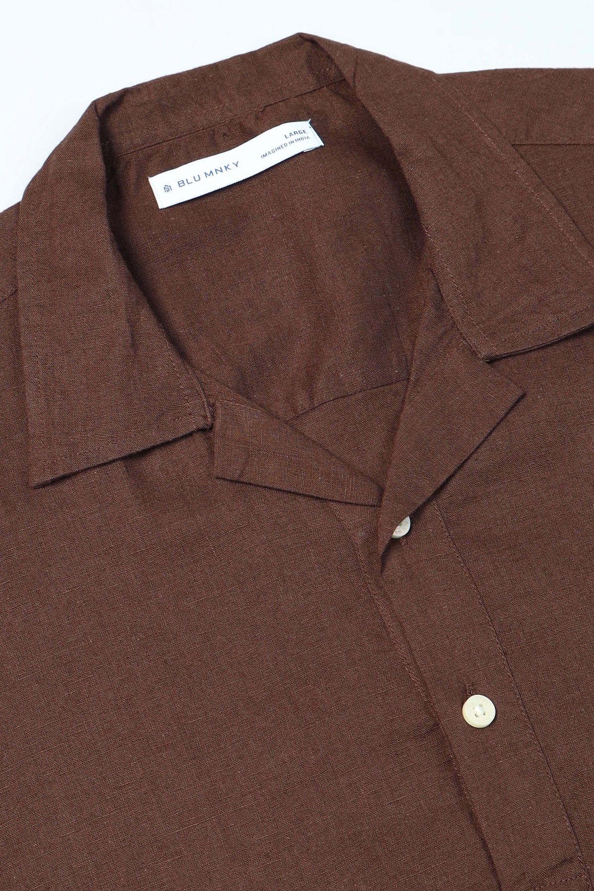 Dark Brown Linen Short Kurta - Slim Fit