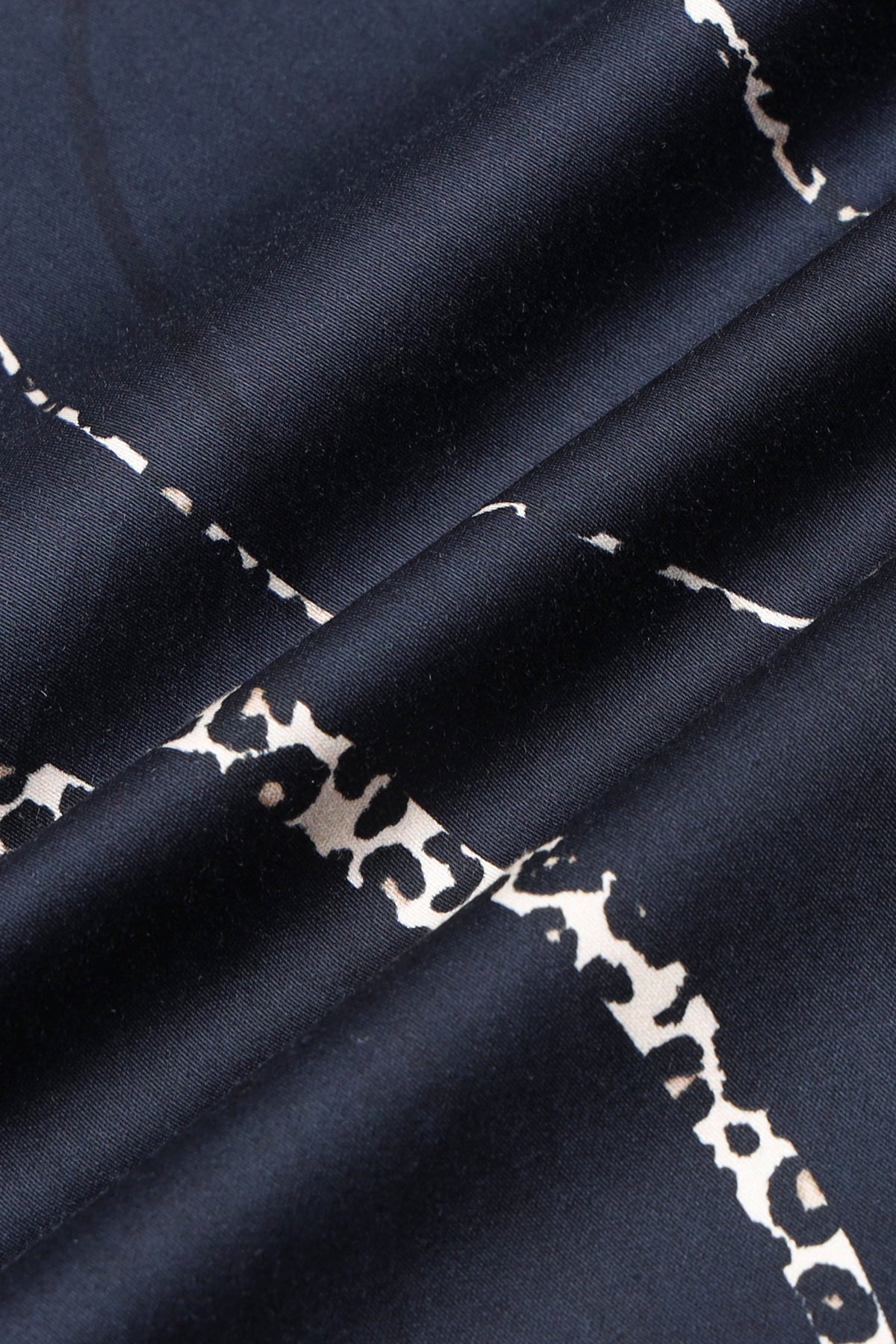 Navy Cream Printed Shirt - Slim Fit Party Wear