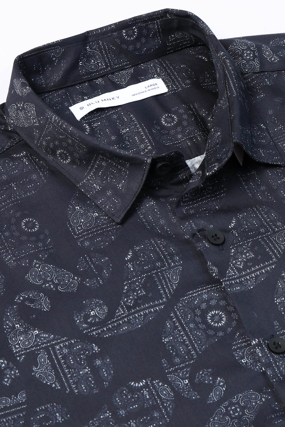 Black Printed Shirt - Slim Fit Party Wear