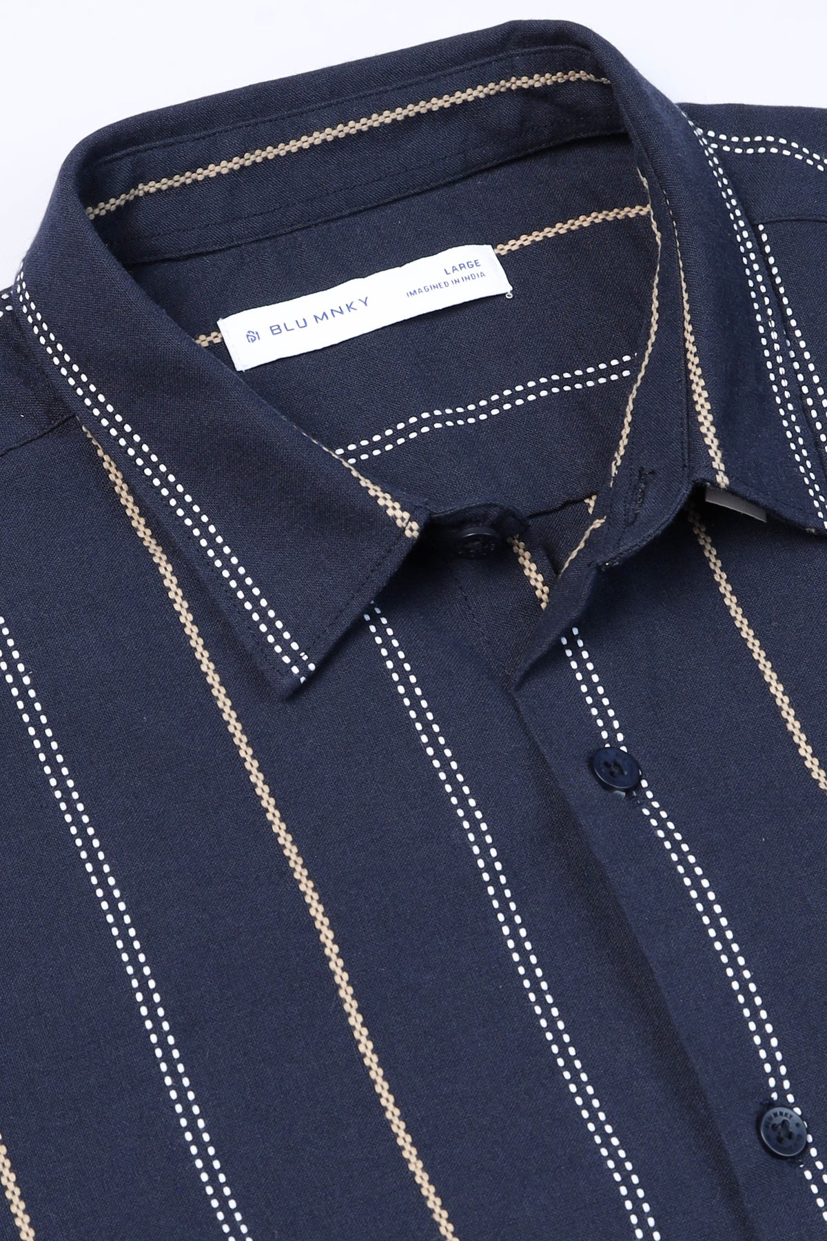 Navy Bold Striped Shirt - Slim Fit