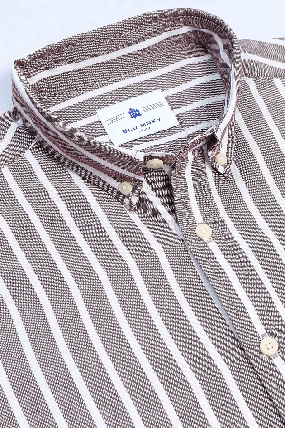 Maroon White Striped Shirt - Slim Fit