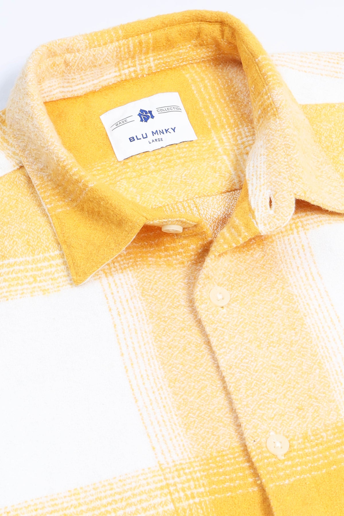 Brushing Checks Flannel Shirt Yellow White