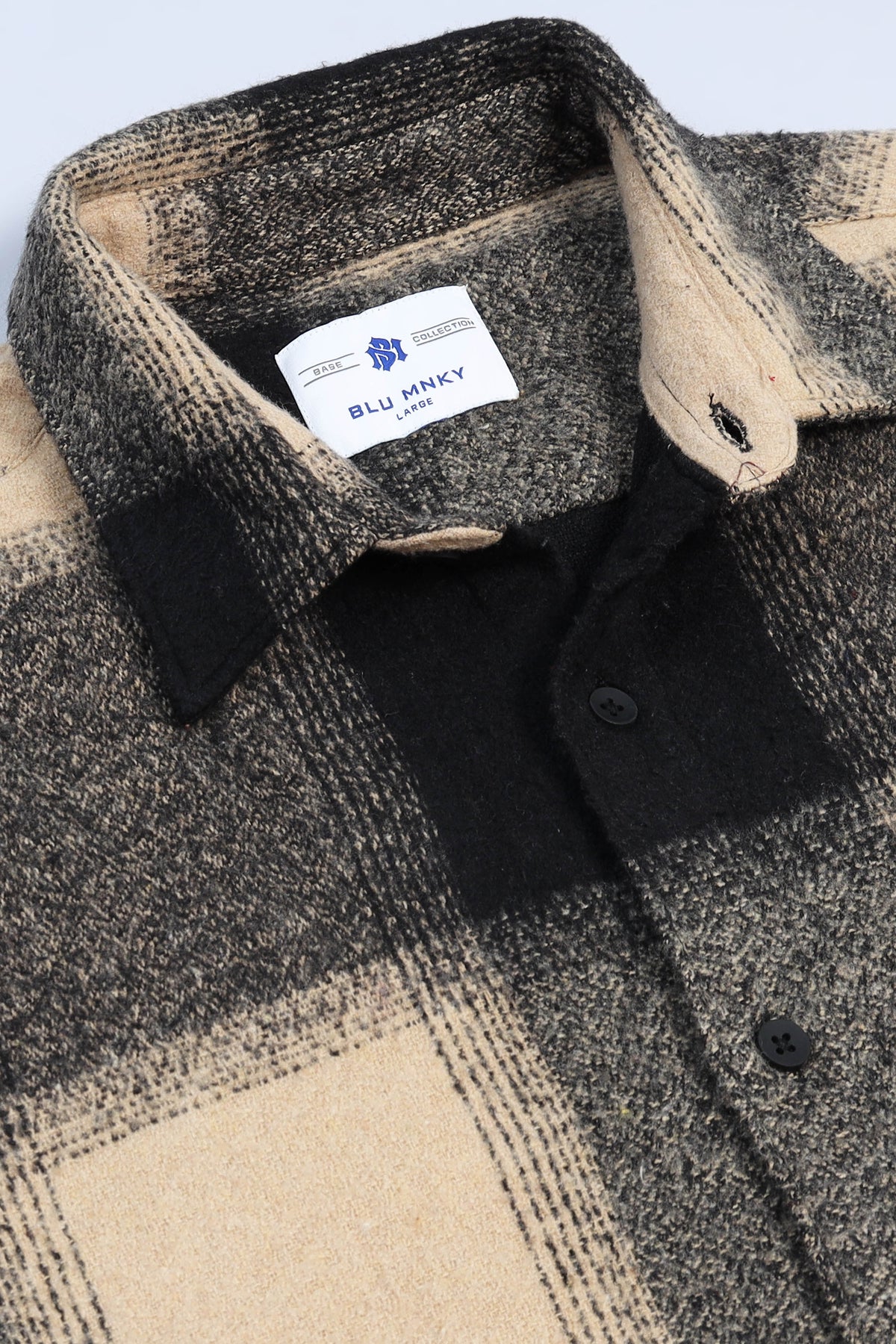 Brushing Checks Flannel Shirt Beige Green