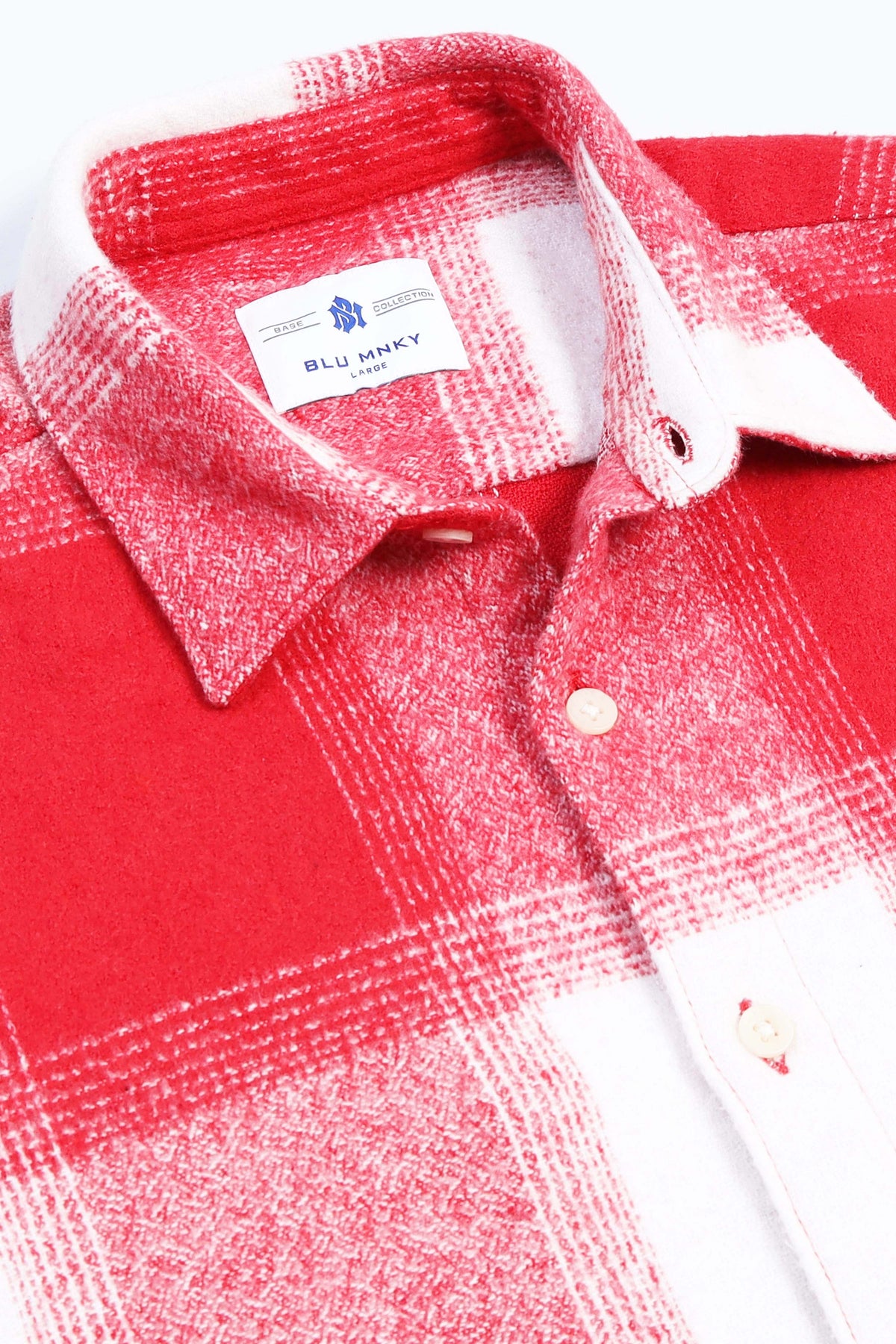 Brushing Checks Flannel Shirt Red White