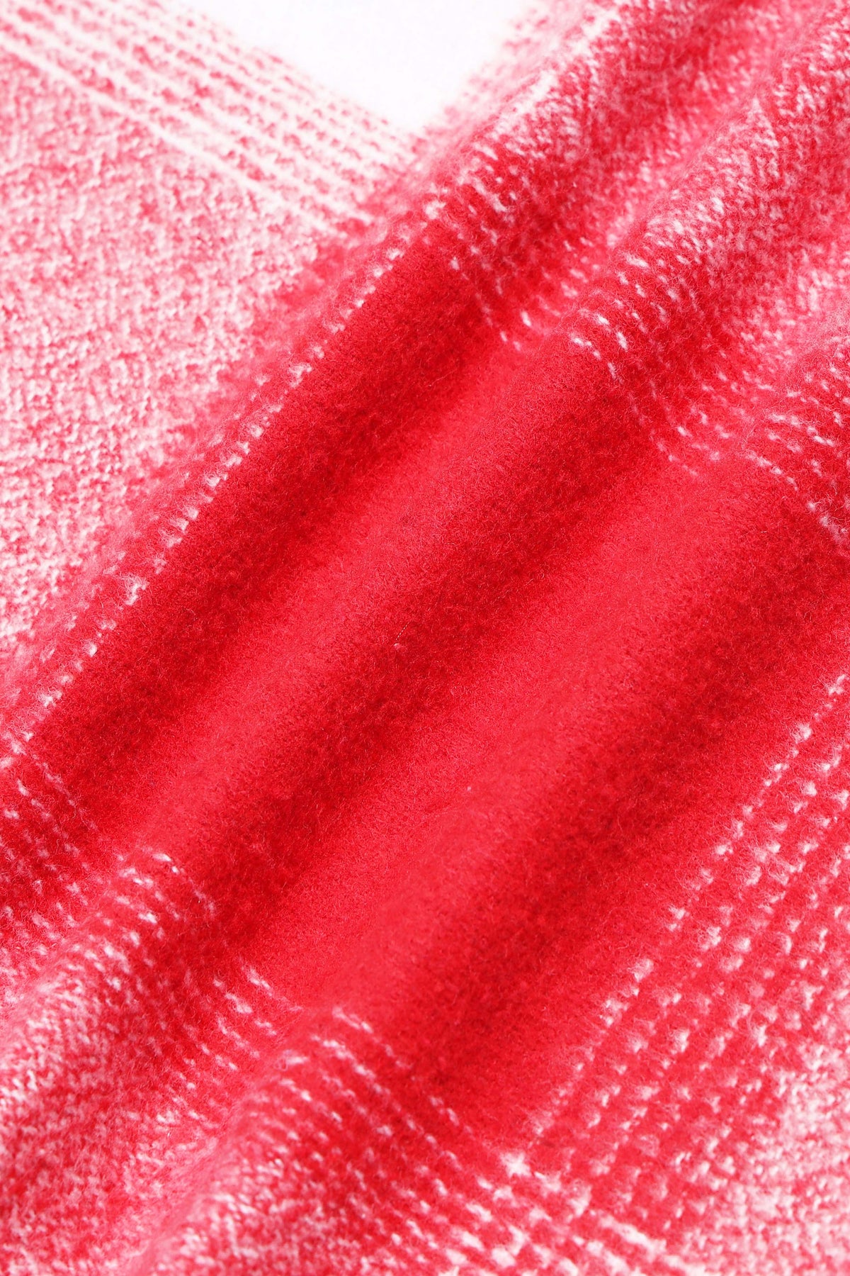Brushing Checks Flannel Shirt Red White