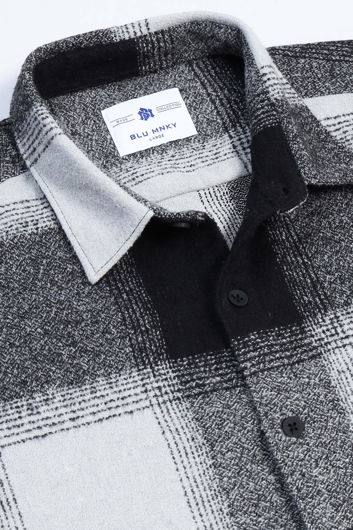 Brushing Checks Flannel Shirt Grey Black