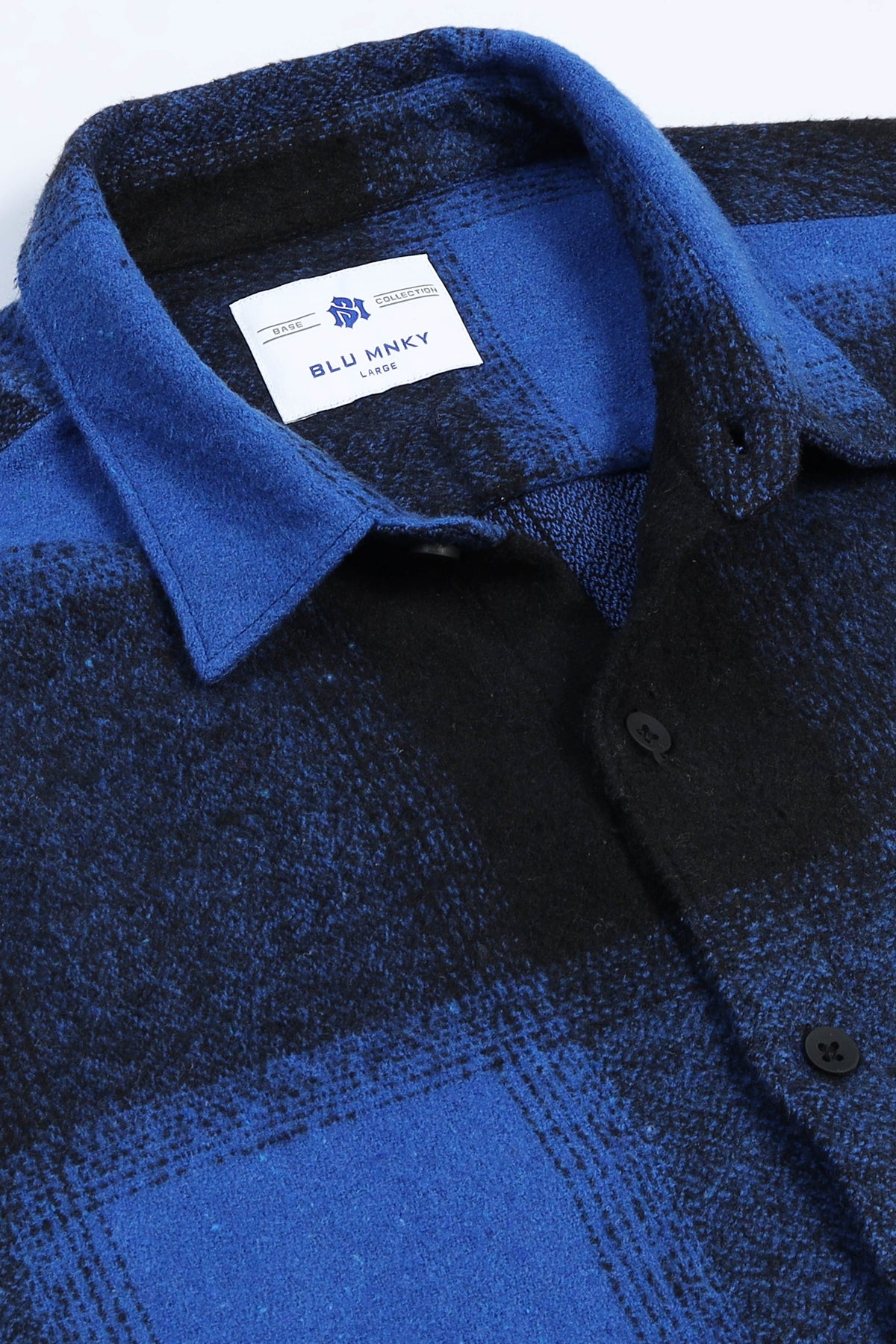 Brushing Checks Flannel Shirt Blue Black