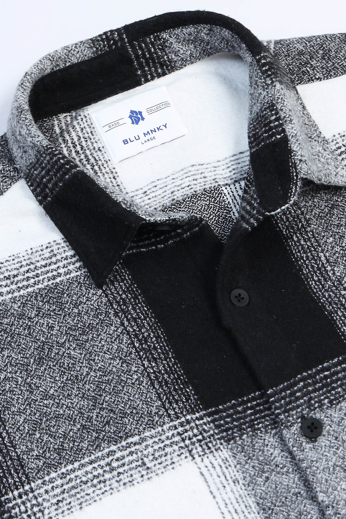 Brushing Checks Flannel Shirt Black White