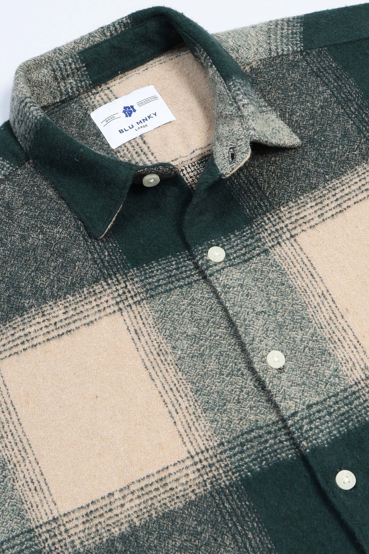 Brushing Checks Flannel Shirt Beige Green
