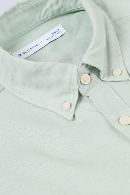 Viscose Linen Slim Fit Shirt Lt Green