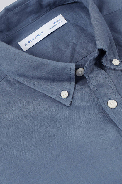 Viscose Linen Slim Fit Shirt Blue