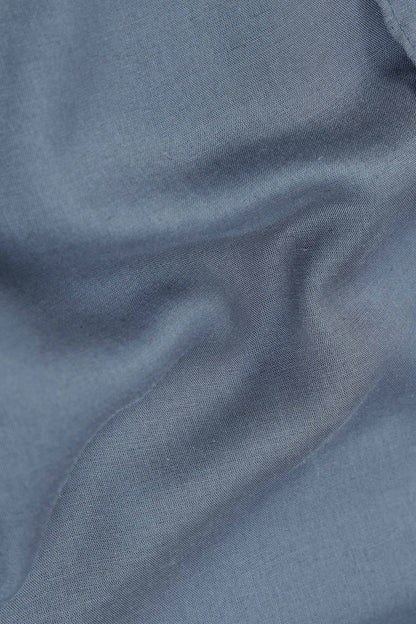 Viscose Linen Slim Fit Shirt Blue