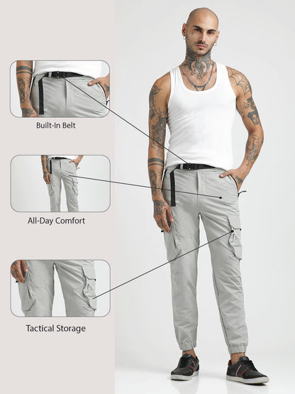 Cargo Joggers with Multi-Pocket Design Lt grey