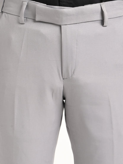 Textured Polyester Trousers Half Grey