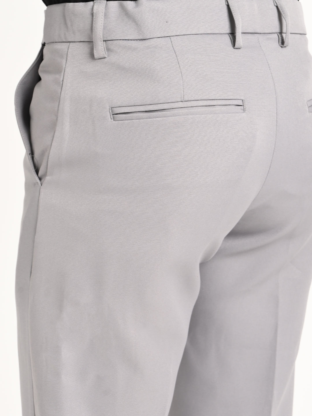 Textured Polyester Trousers Half Grey