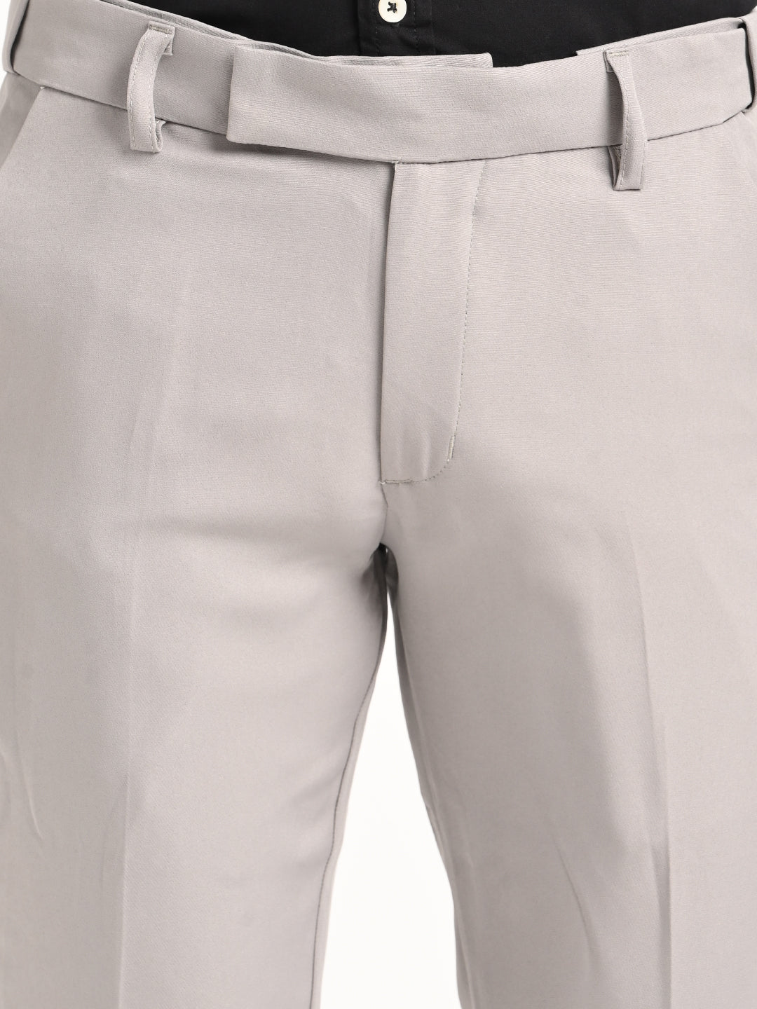 Textured Polyester Trousers Grey