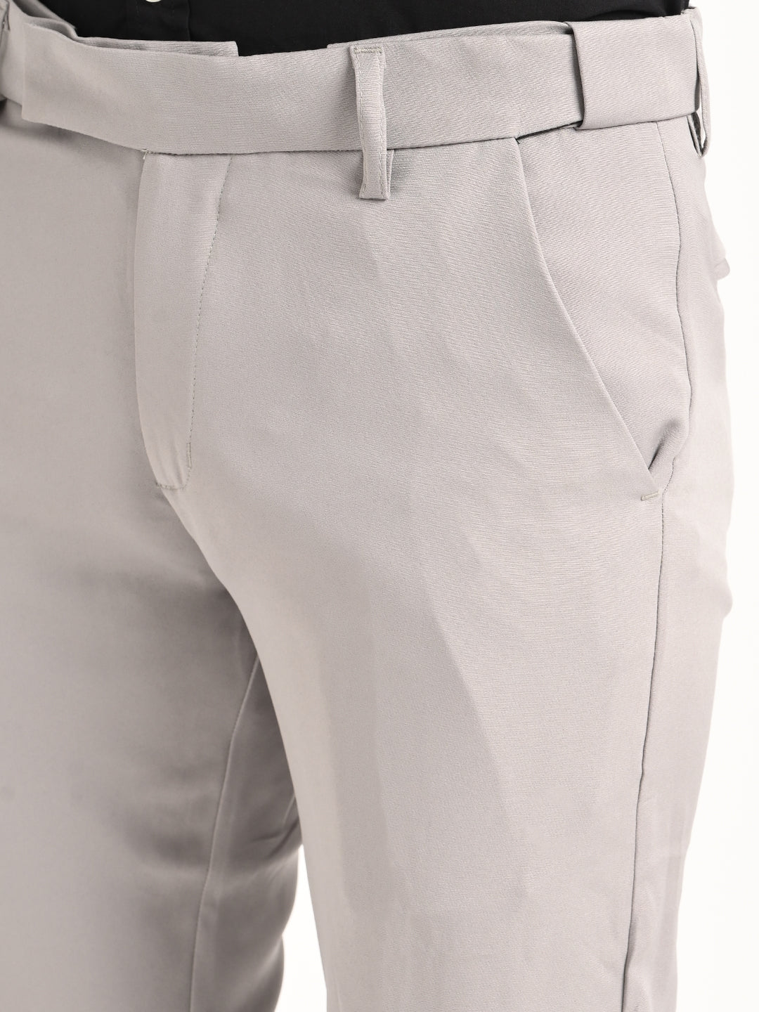 Textured Polyester Trousers Grey