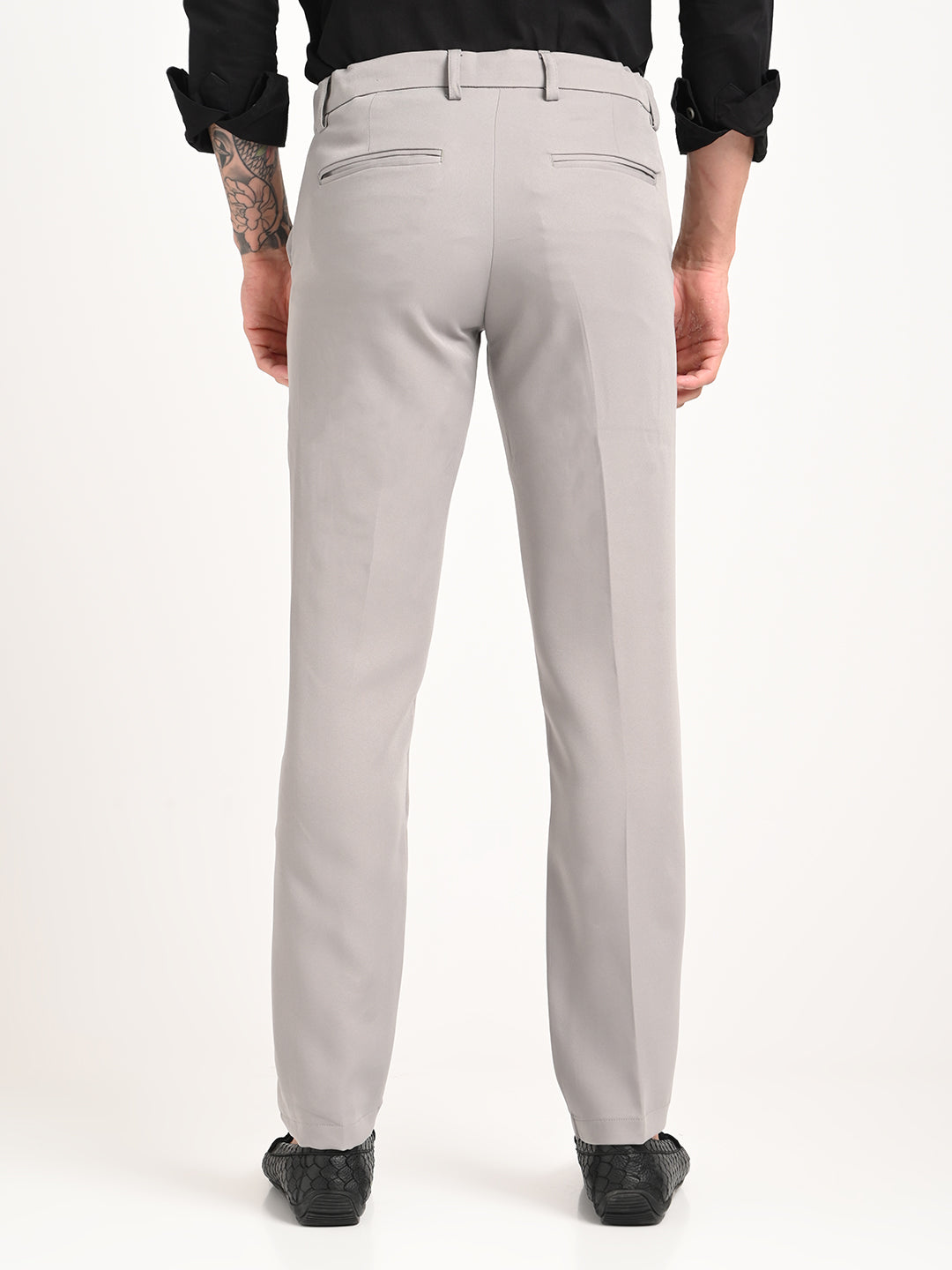 Textured Polyester Trousers Grey