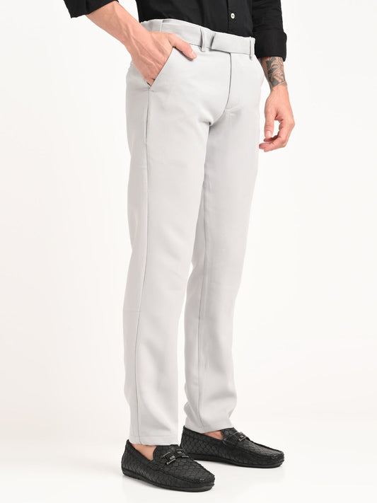Textured Polyester Trousers Lt Grey