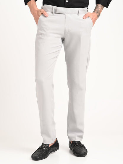 Textured Polyester Trousers Lt Grey