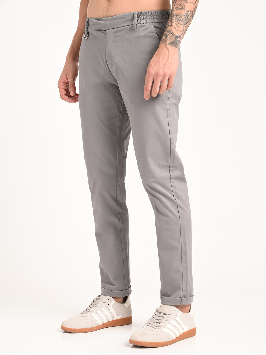 Stretch Trousers with Utility Pockets Grey