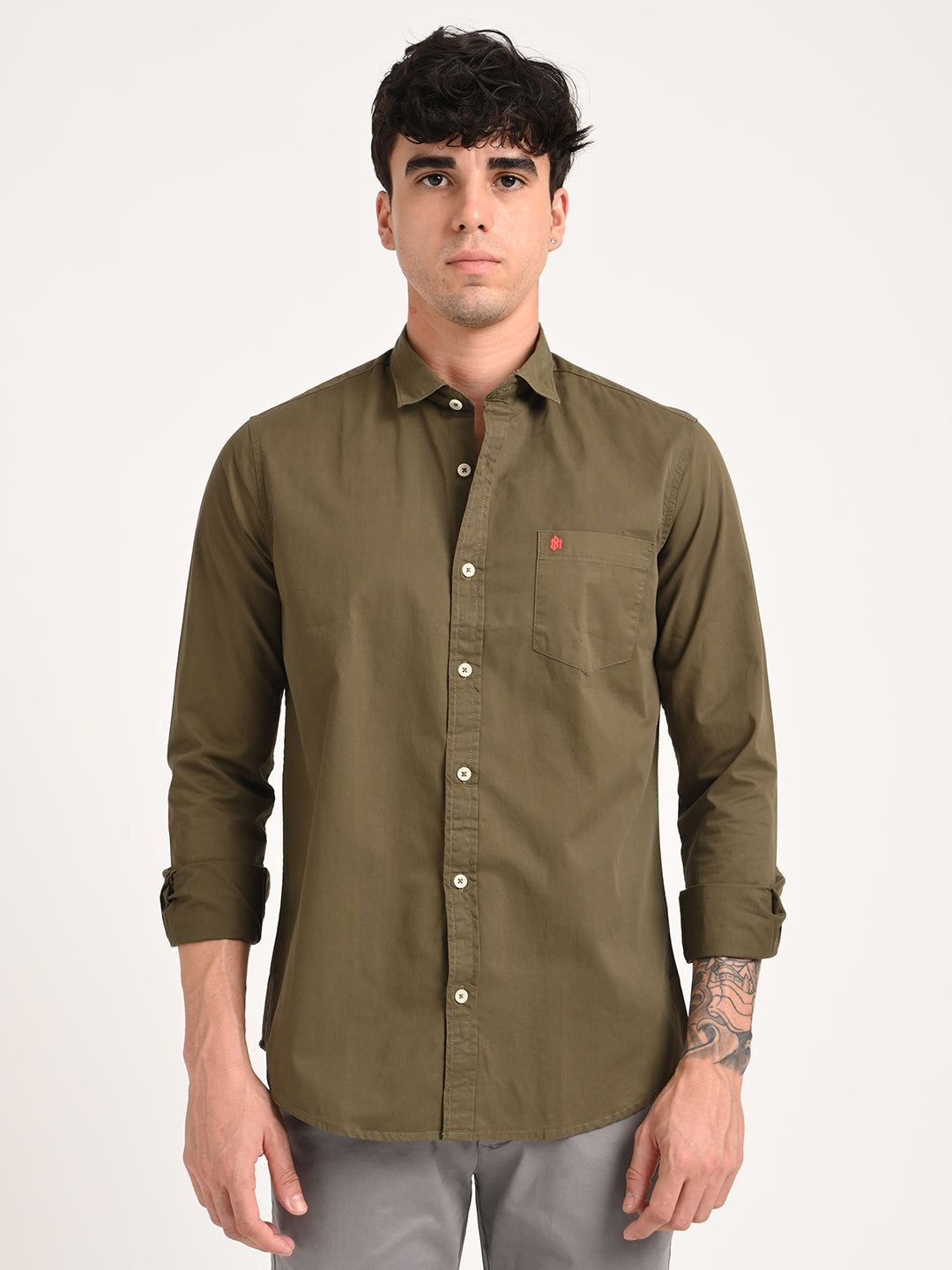 Khaki Cotton Shirt for Men