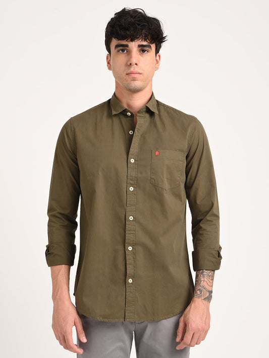 Cotton Shirt with Chest Pocket Khaki