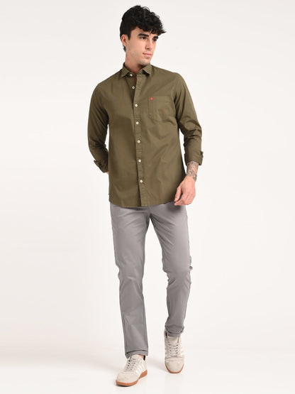 Khaki Cotton Shirt for Men