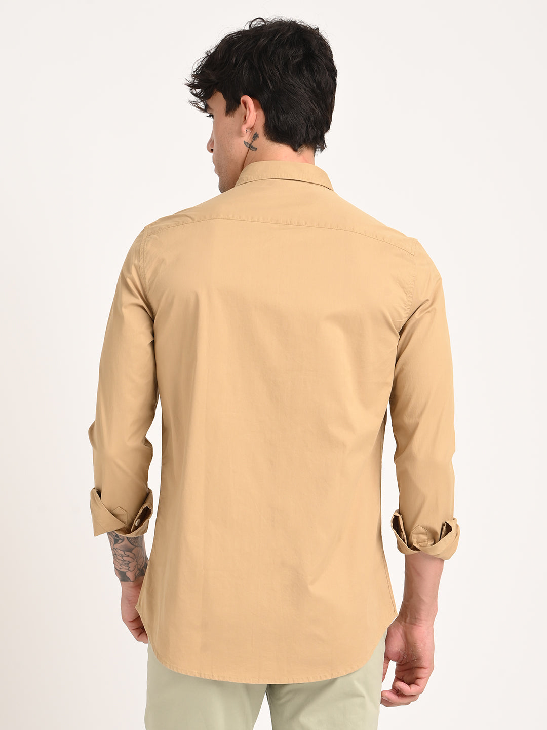 Cotton Shirt with Chest Pocket Cream