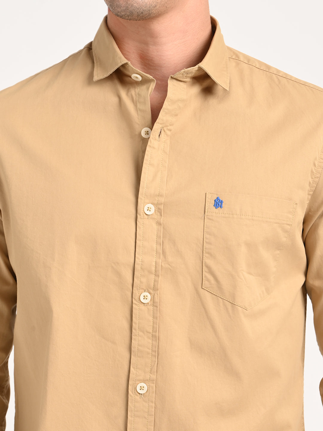 Cotton Shirt with Chest Pocket Cream