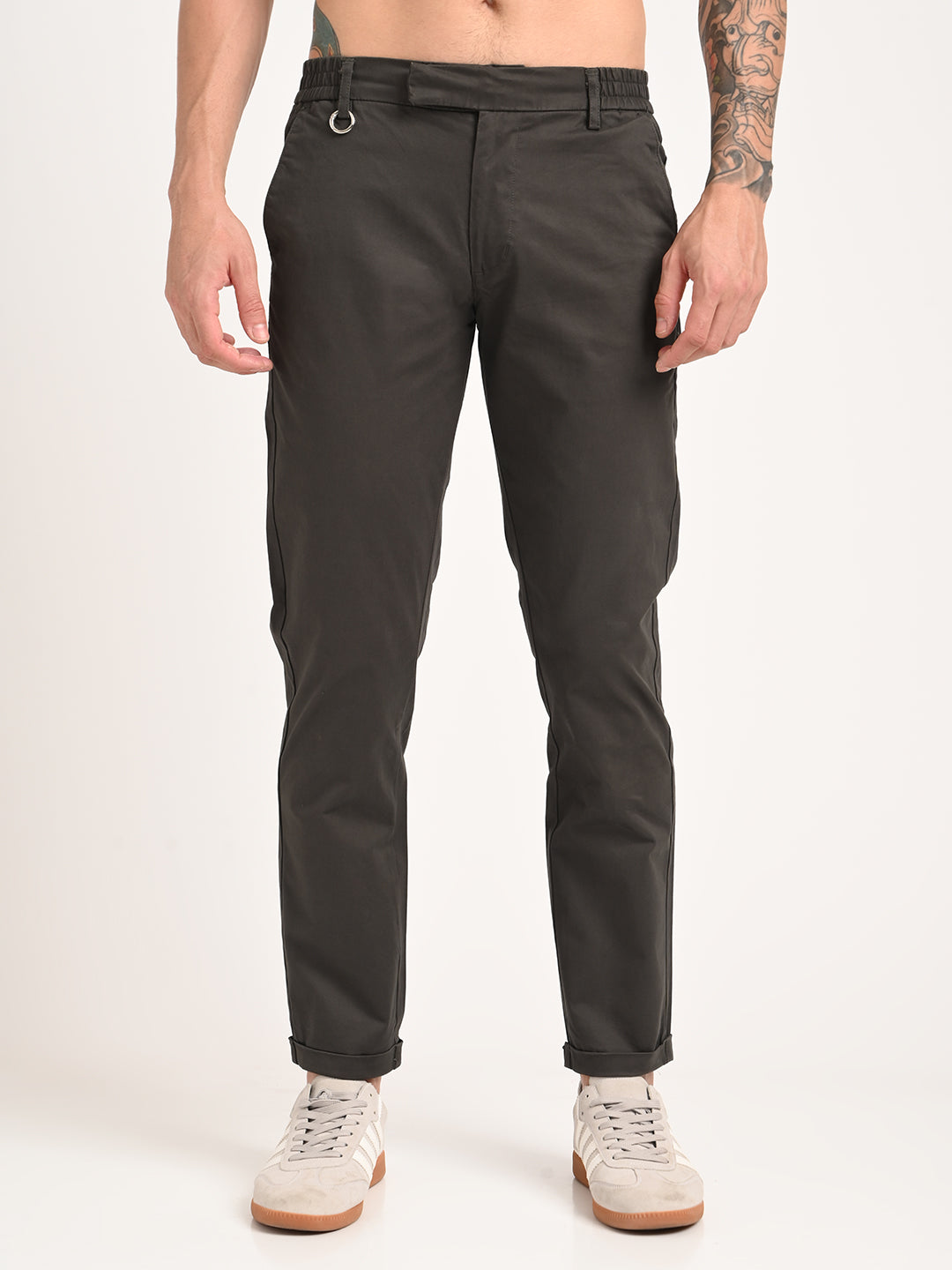Stretch Trousers with Utility Pockets Khaki