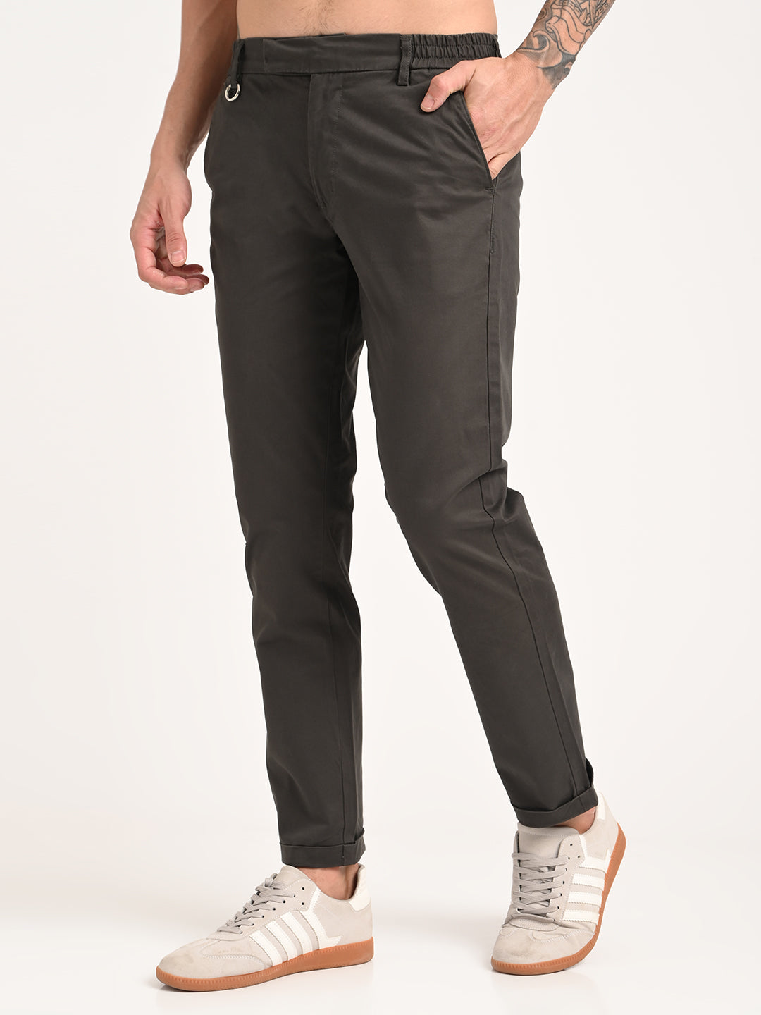 Stretch Trousers with Utility Pockets Khaki