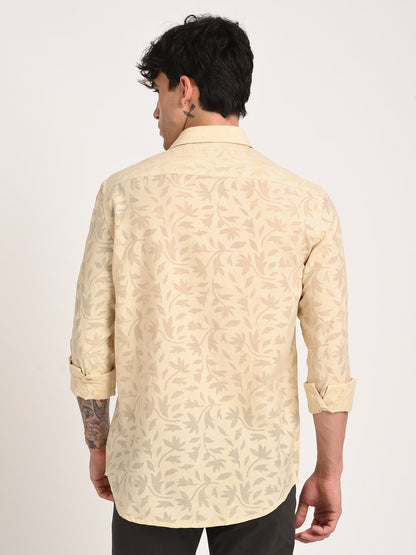 Slim Fit Nylon Burnout Shirt Beige