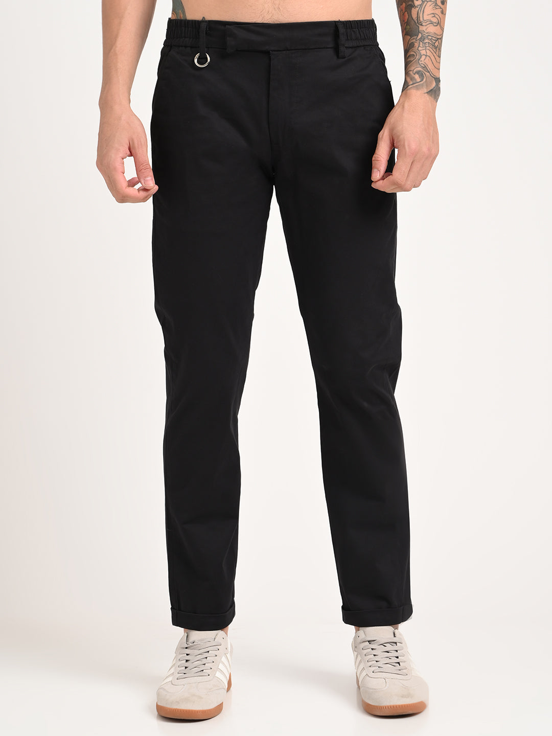 Stretch Trousers with Utility Pockets Black