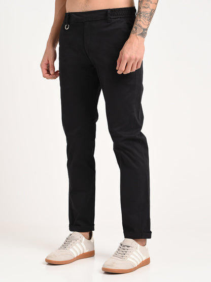 Stretch Trousers with Utility Pockets Black