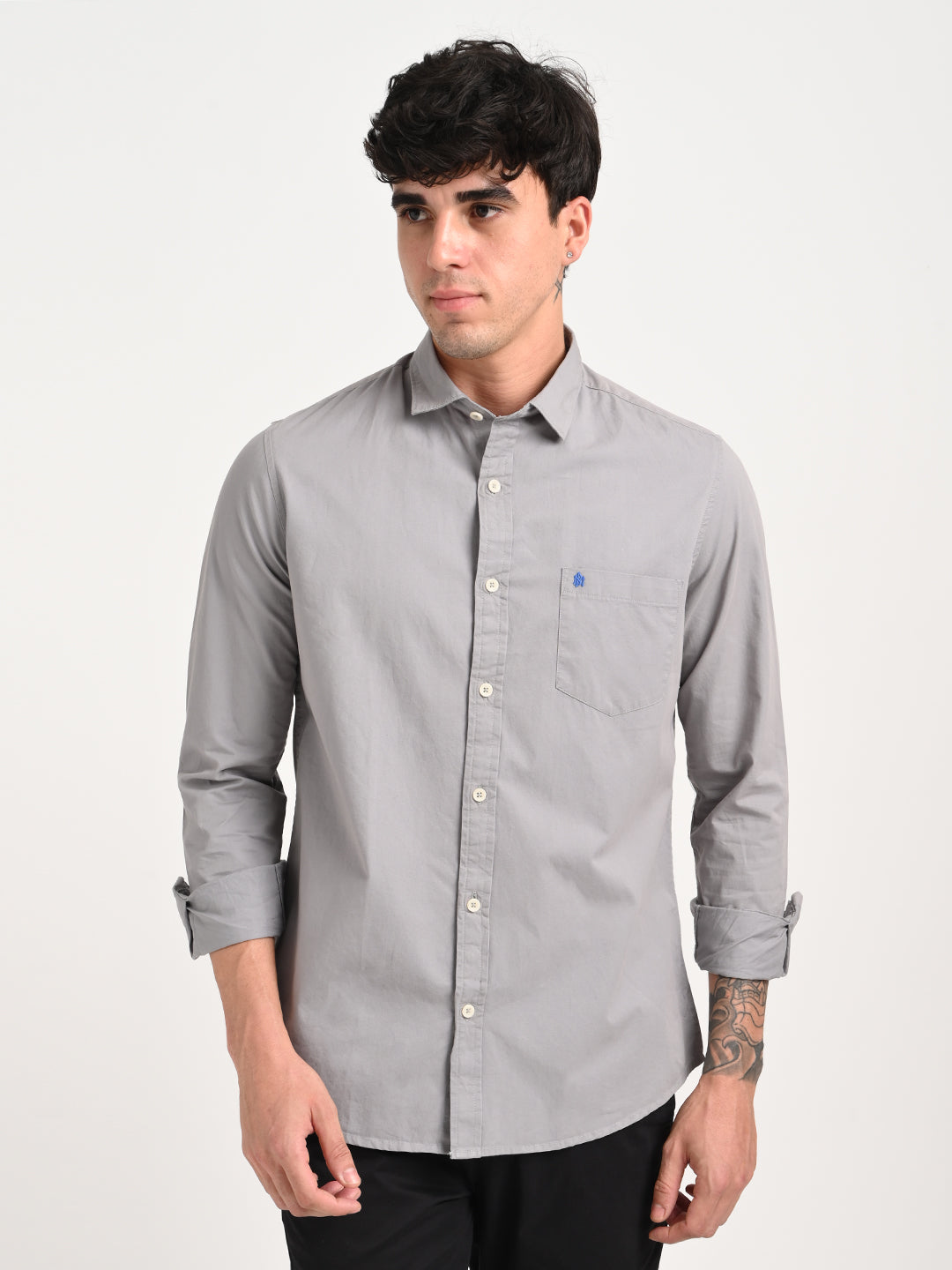 Grey Cotton Shirt for Men