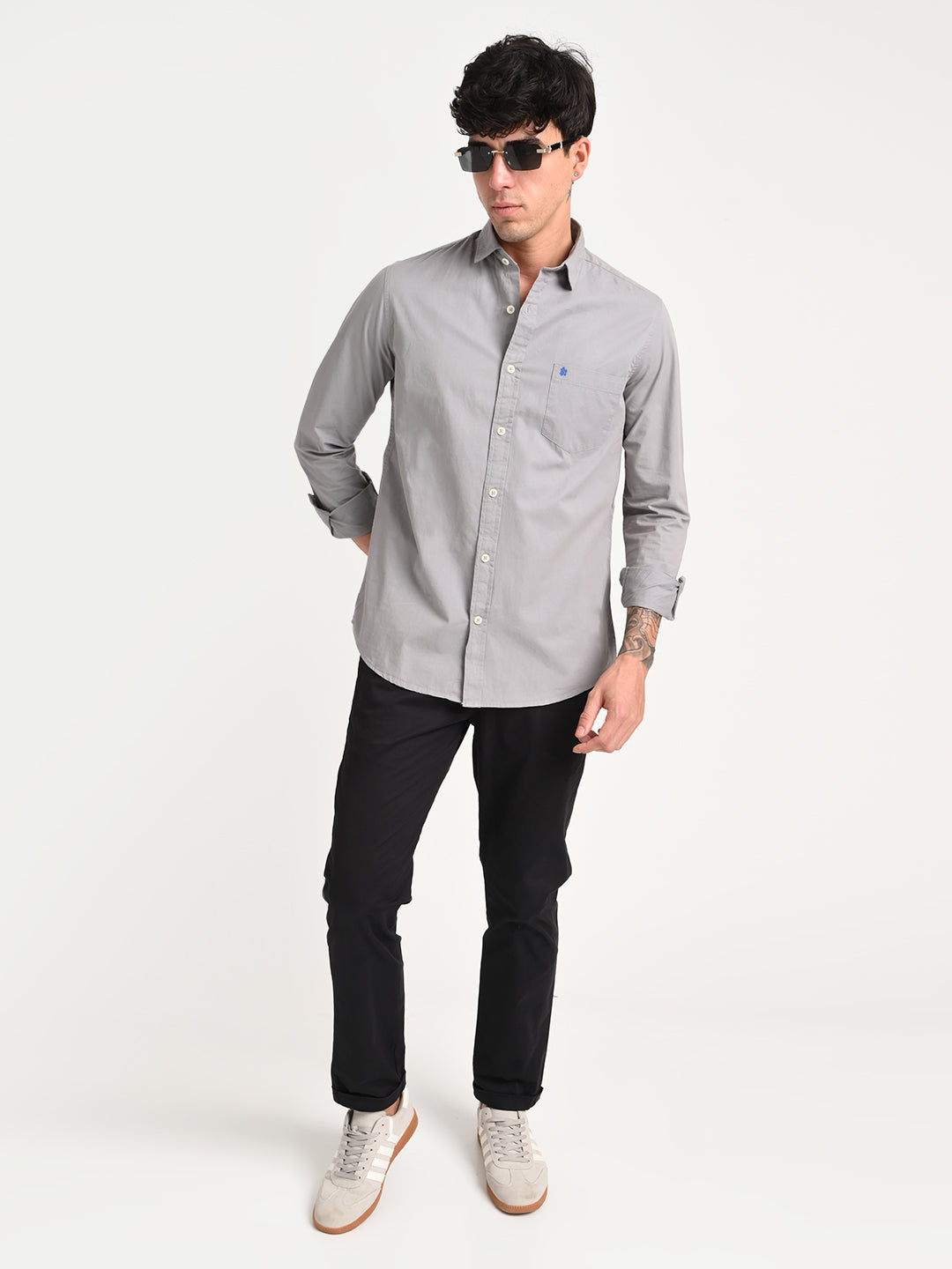 Grey Cotton Shirt for Men