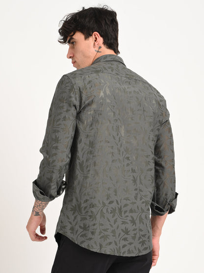 Slim Fit Nylon Burnout Shirt Grey