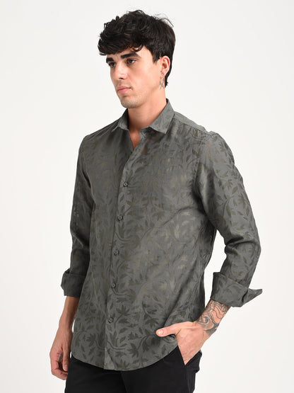 Slim Fit Nylon Burnout Shirt Grey