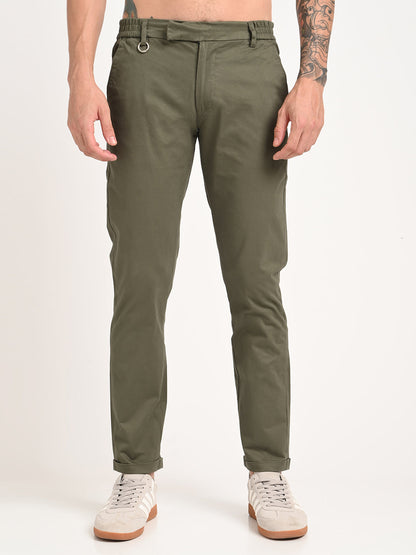 Stretch Trousers with Utility Pockets Green