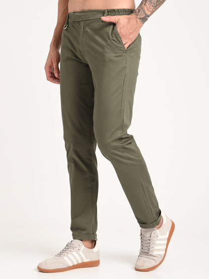 Stretch Trousers with Utility Pockets Green