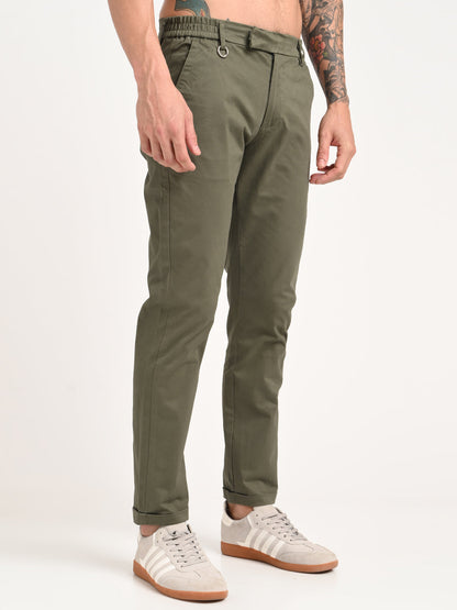 Stretch Trousers with Utility Pockets Green