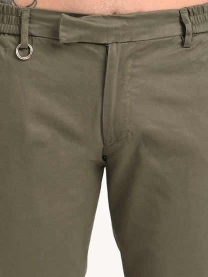 Stretch Trousers with Utility Pockets Green
