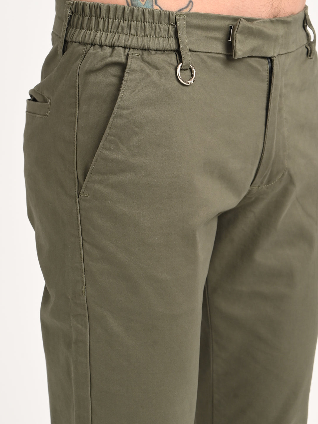 Stretch Trousers with Utility Pockets Green