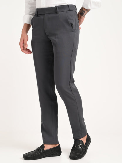 Textured Polyester Trousers Dk Grey