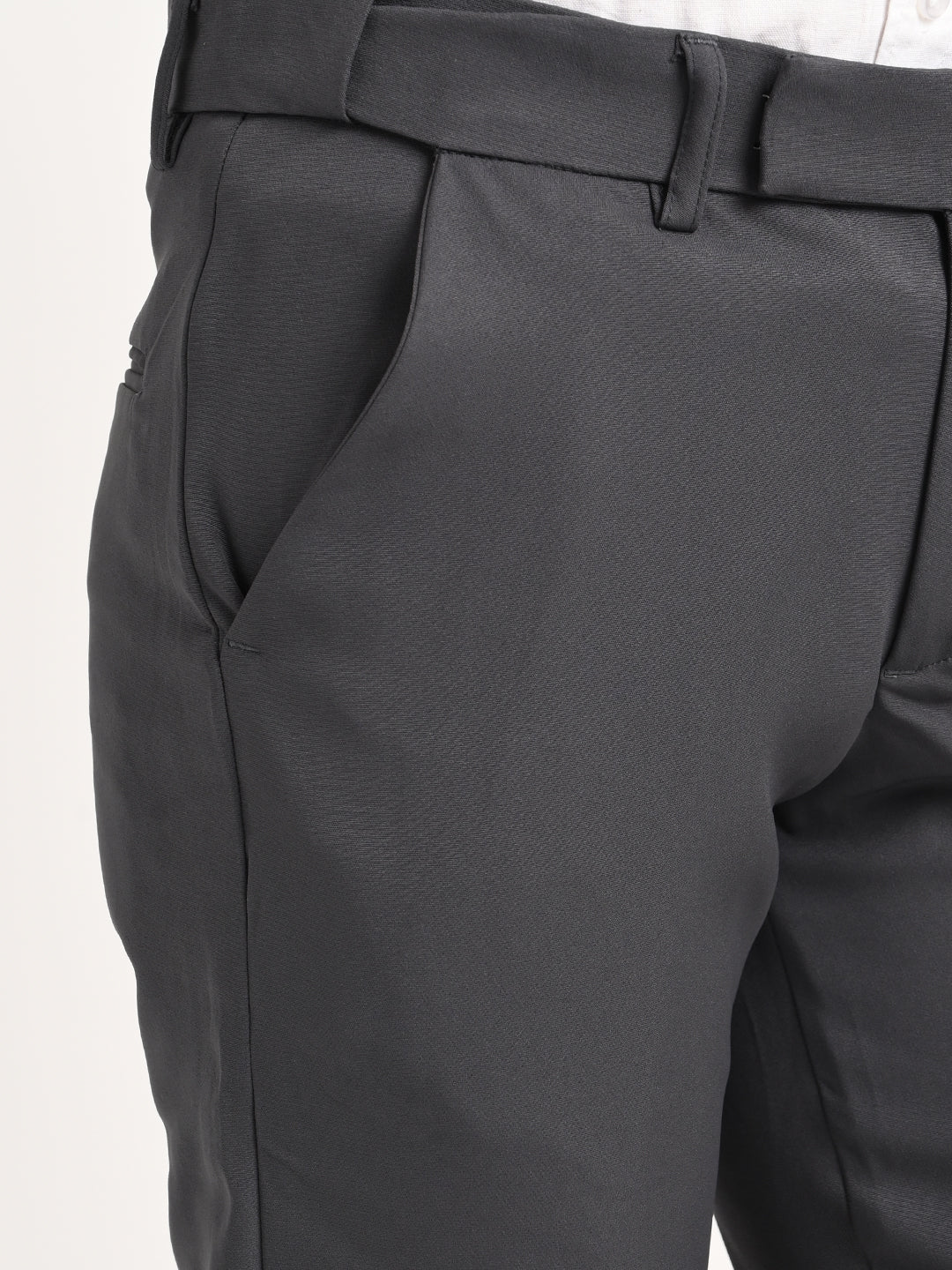Textured Polyester Trousers Dk Grey