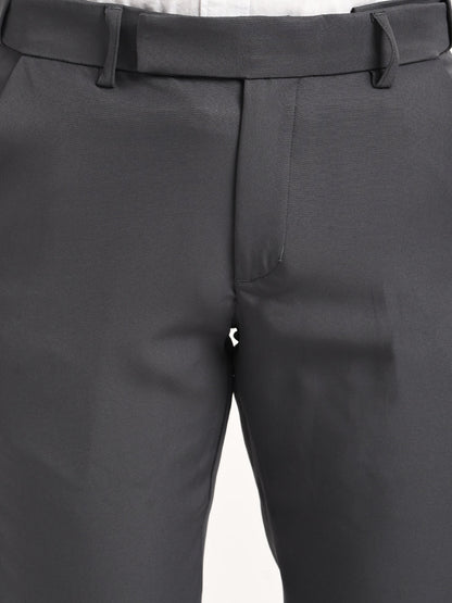 Textured Polyester Trousers Dk Grey