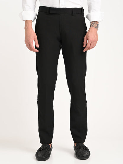 Textured Polyester Trousers Black