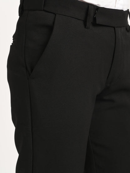 Textured Polyester Trousers Black